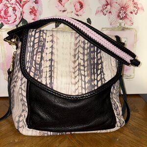 Aimee Kestenberg Stylish Black and Cream Snake Print Women's Hobo Bag